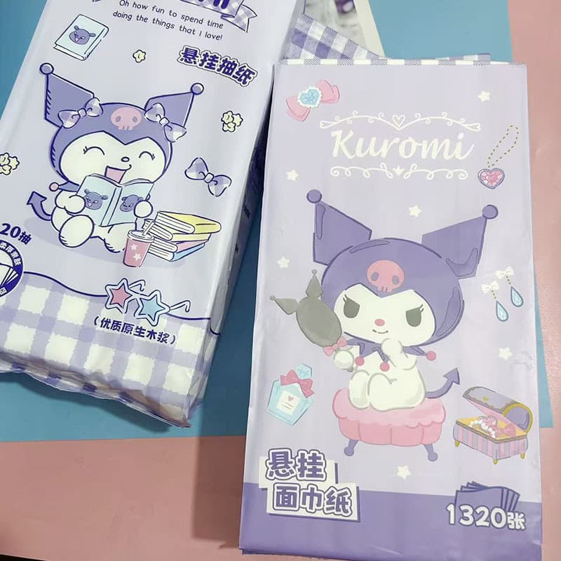 Kuromi Hanging Tissue Cartoon Toilet Home Facial Tissue Wall-Mounted Toilet Paper Napkin Wet-Proof Bathroom Tissue