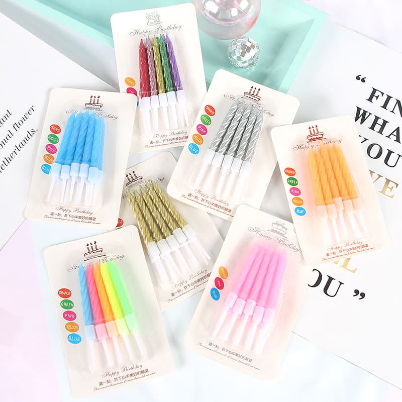 Birthday Candles for Kids Creative Party Cake Spiral Small Candles Gold Letter Number Smokeless Candles