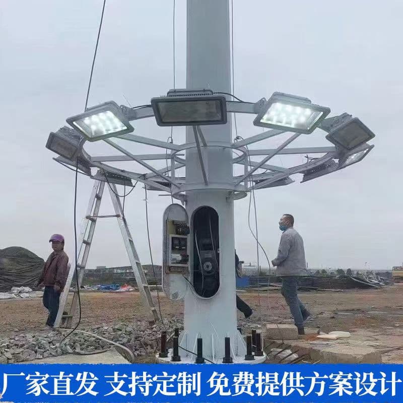 Double-Head High Pole Lights 8m 12m 15m 18m Football Square Sports Field Medium Pole Lights Court LED Floodlights