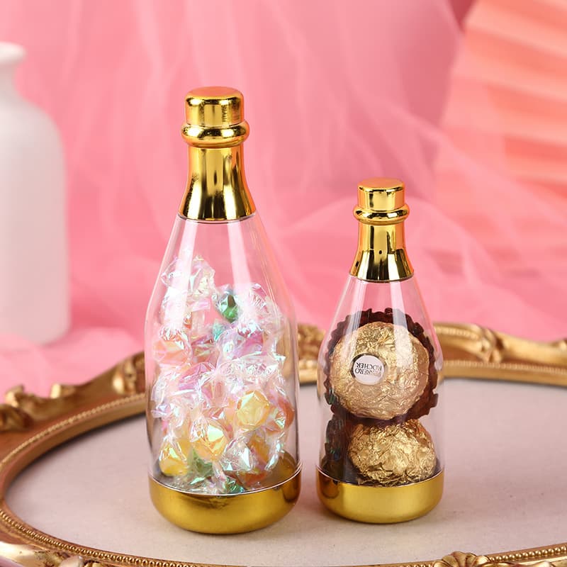 Transparent Small Champagne Bottle Wedding Candy Box Bridal Party Favors Gift Candy Box Office Cultural Holder