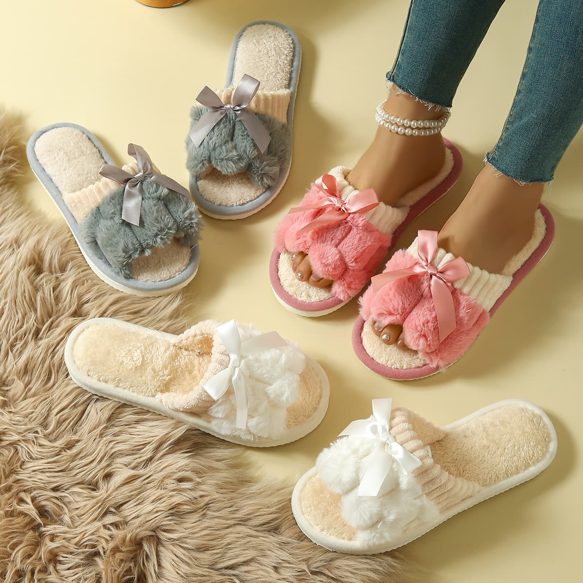 Temu Drop Shipping POD Custom Slippers Home Slippers Unisex Outdoor Cotton Slippers Non-Slip Slippers