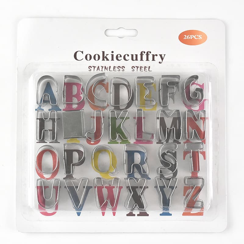 Pastry mold stainless steel biscuit mold baking tools heartless cutting mold 26 English letter biscuit molds