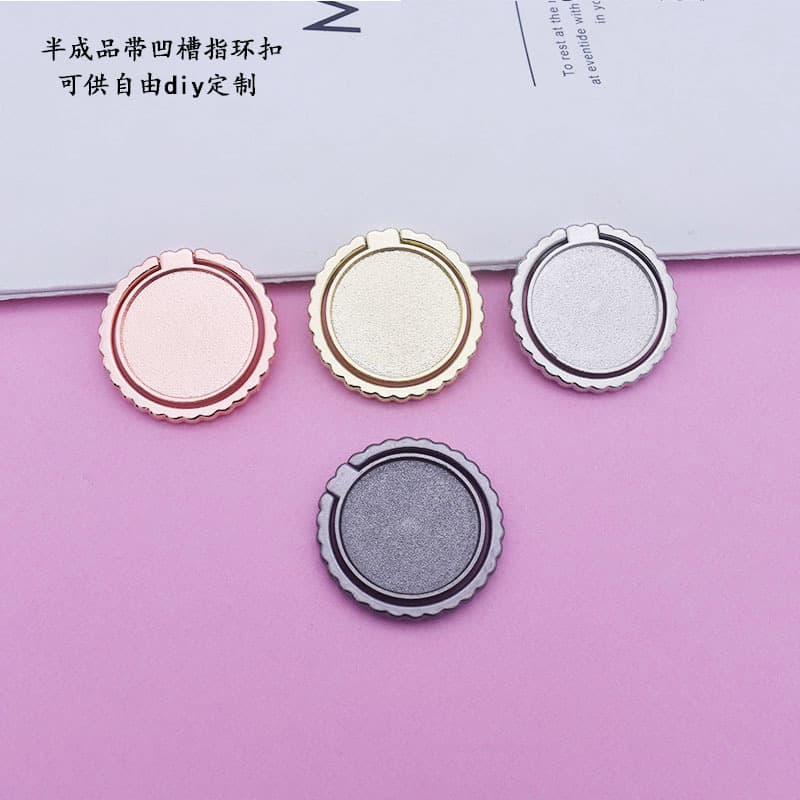 Full Diamond Heart Metal Phone Groove Ring, Little Devil Cat Empty Base for DIY Round Ring Stand