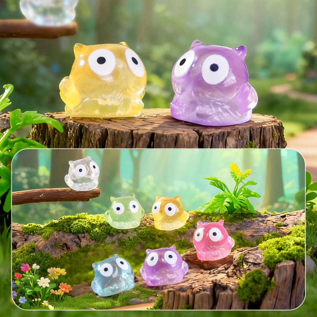 Cross-Border Hot Selling Luminous Owl Cute Small Animal DIY Resin Craft Small Accessories Desktop Decoration Small Ornaments