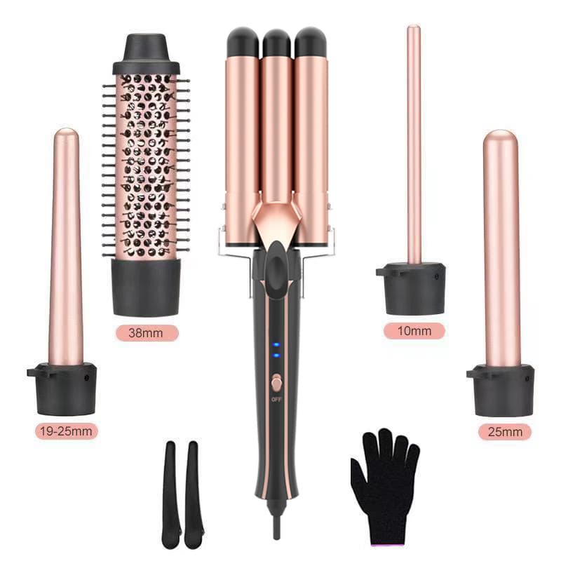 Best-selling Cross-border 2023 New Swappable Head Curling Iron Factory Wholesale Amazon Multifunctional 5-in-1 Interchangeable Tube Curler