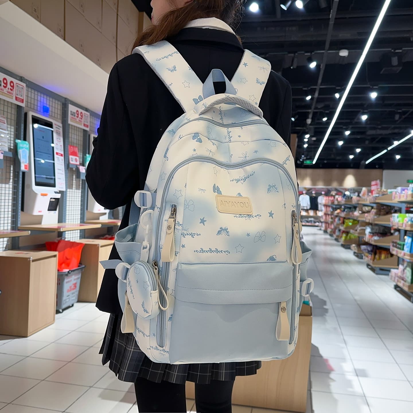 School bag high school birthday department college cute cartoon new large capacity junior high school backpack college student class backpack