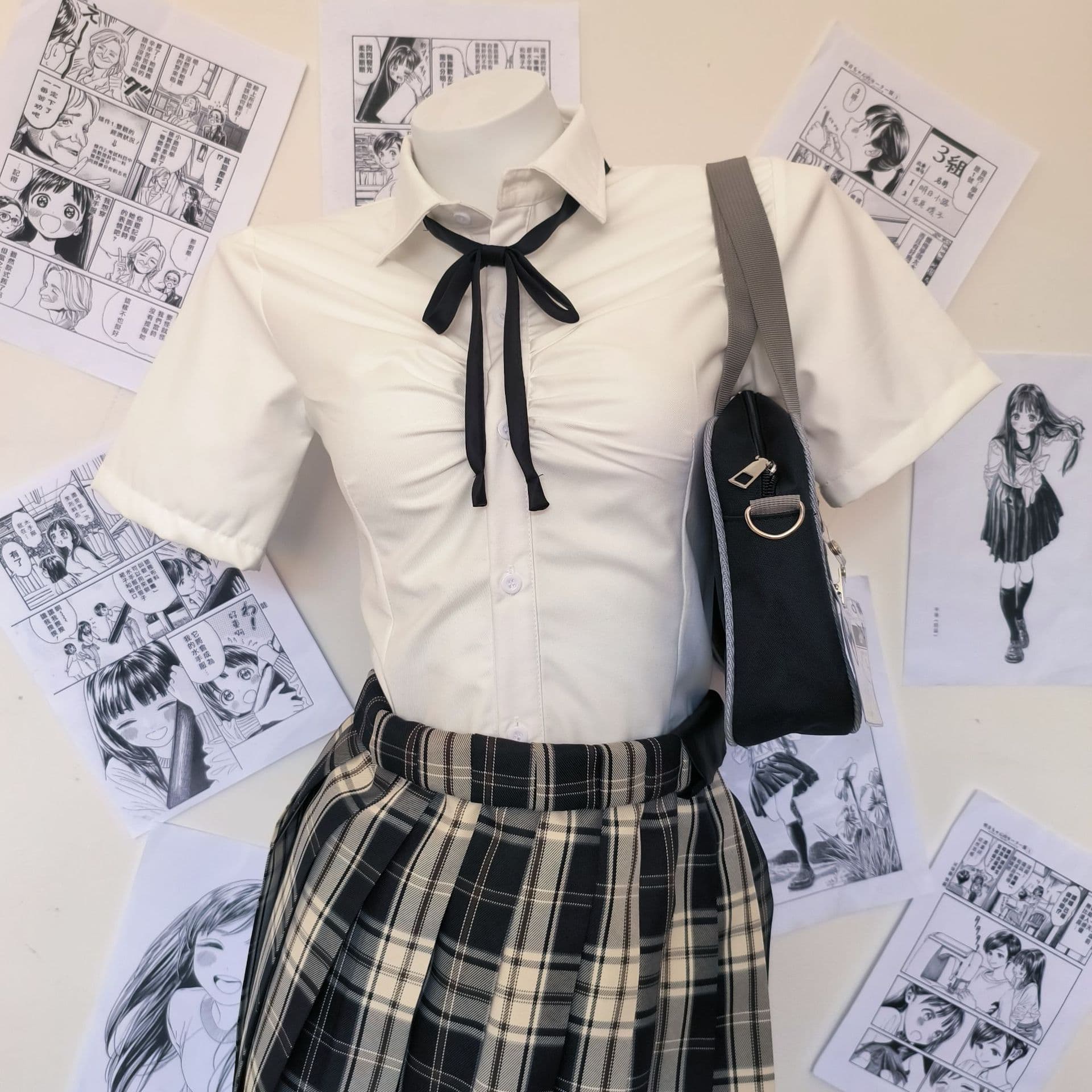 TR fabric JK waist-cinching shirt, pure and alluring white blouse, sexy girl outfit, tie-up top, school supply, preppy style.