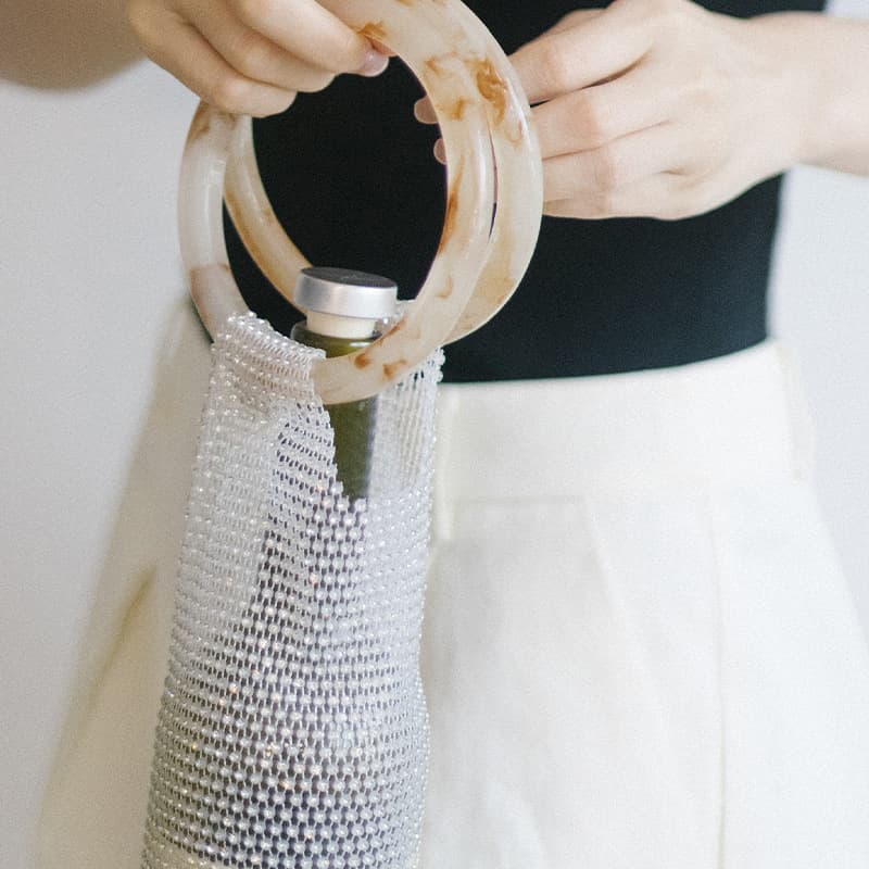 Diamond Wine Bag Handwoven Luxury Insulated Cup Holder Czech Crystal Handbag Gift Packaging High-End Portable