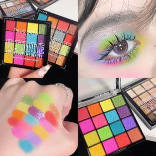 Miss Lara 16-Color Eyeshadow Palette Shimmer & Matte Waterproof Long-Lasting Colorful Summer Vibrant Western Makeup