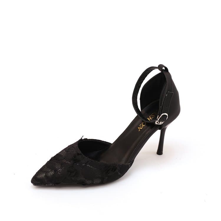 Women's Cross-Border Trade Stiletto High Heel Sandals 2026 Summer Fairy Style One-Strap Lace Decoration Sandals