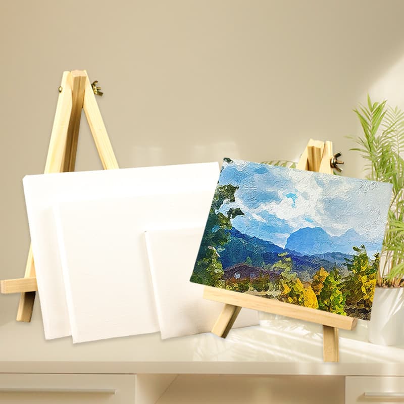 Mini Children's Number Oil Painting DIY Handmade Stand Desktop Tabletop Solid Wood Frame Board Set