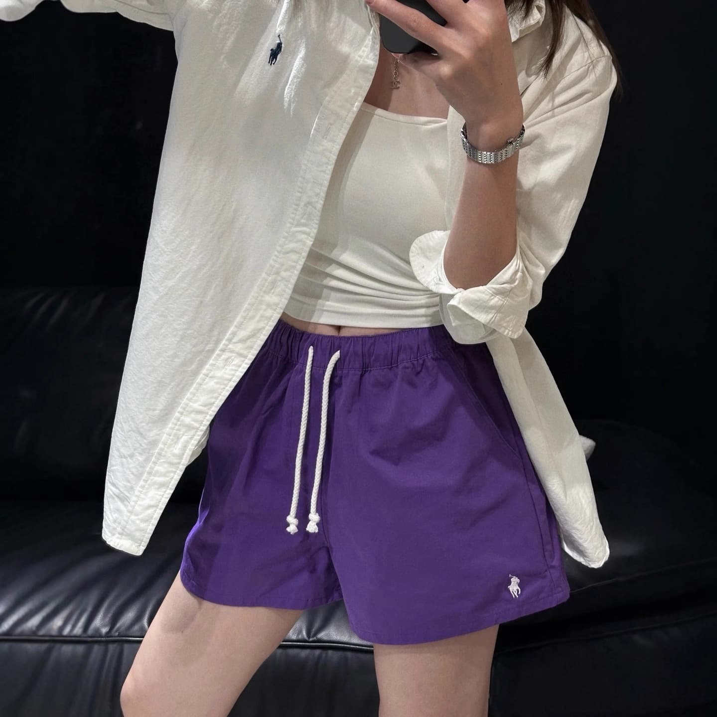 RL Ralph Lauren Scannable Polo Small Logo Horse Simple Dopamine Fashion Women's Shorts Hot Pants Beach