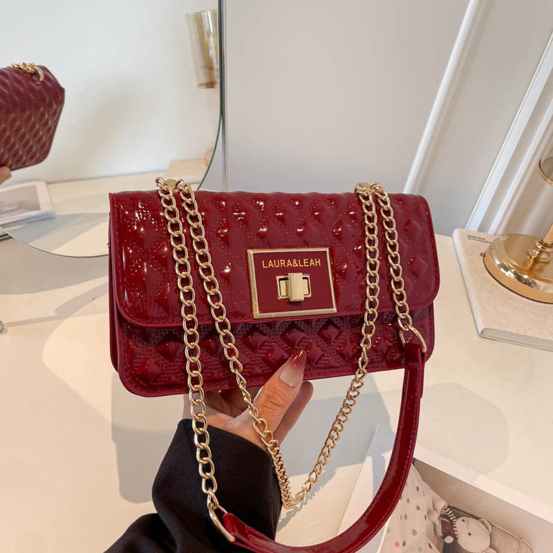 2026 New Style Quilted Chain Bag for Women, Patent Leather, Premium Feel, Shoulder Crossbody Small Bag, Versatile Fashion Women's Bag