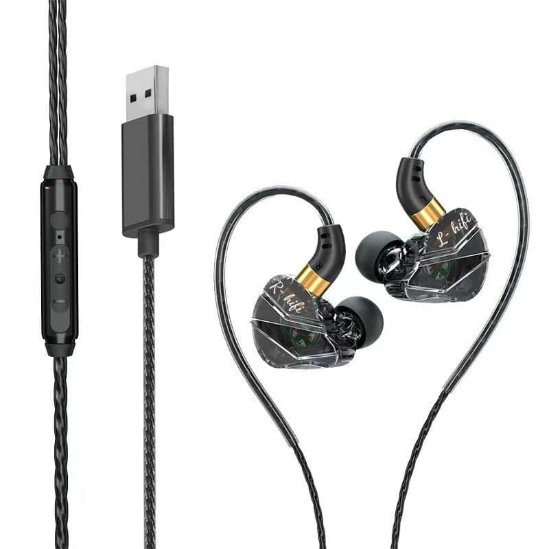 Desktop Computer Headset with Microphone 2-in-1 Wired In-Ear Gaming Headphones with Extended Dual Plug
