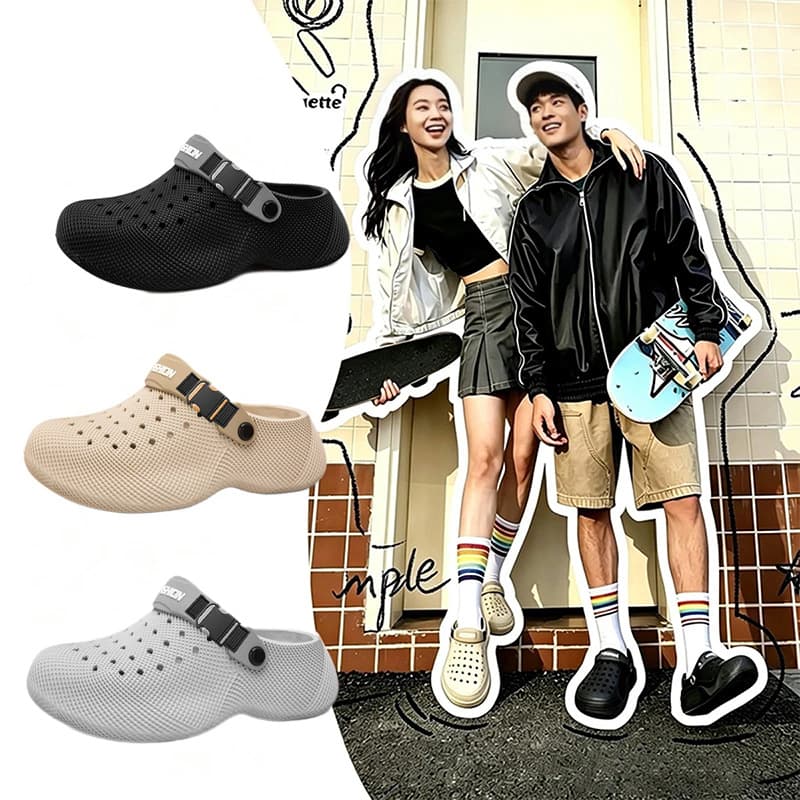 2026 New Croc Sandals Anti-Slip Outdoor 3D Pattern Sandals EVA Thick Sole Cloud-Like Feel Slip-On Beach Shoes