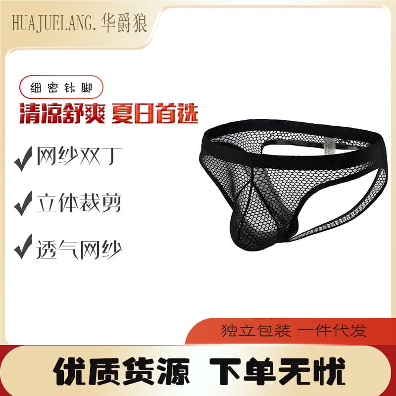 Men's Sexy See-through Mesh Triangle Briefs Breathable Comfortable Underwear
