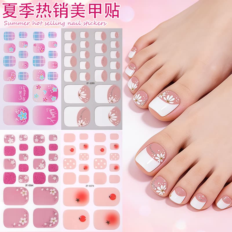Cross-border European and American toe nail stickers waterproof flash imitation diamond bronzing toe stickers nail polish film manicure stickers foot stickers customization
