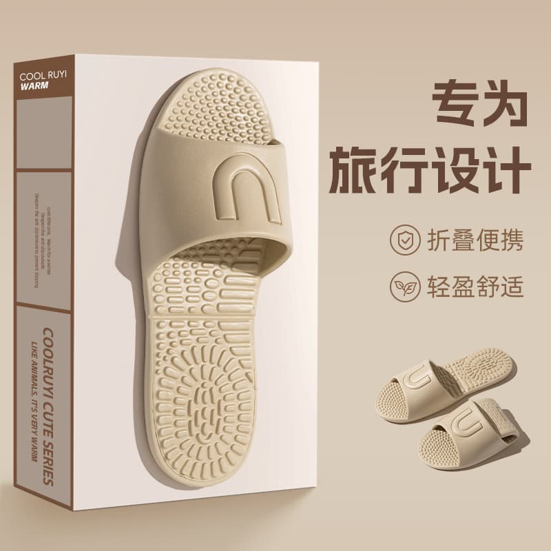 Travel Essential Foldable Portable Men's Slip-resistant Wearable EVA Home Slippers for Couples Going out on Vacation