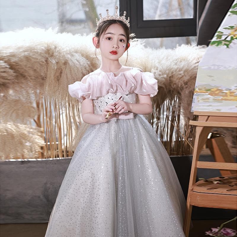 Children's Princess Dress Host High-End Girls' Evening Gown Summer Birthday Light Luxury Little Girl Piano Performance Costume Catwalk