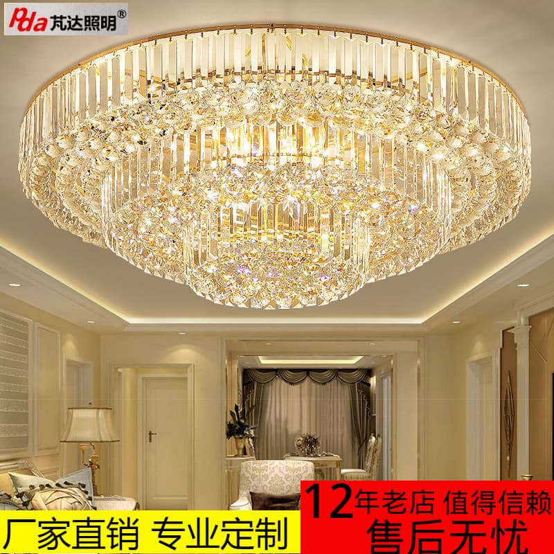 Living Room Crystal LED Ceiling Light, Modern Minimalist, Round Luxury Lamp for Dining Room and Bedroom