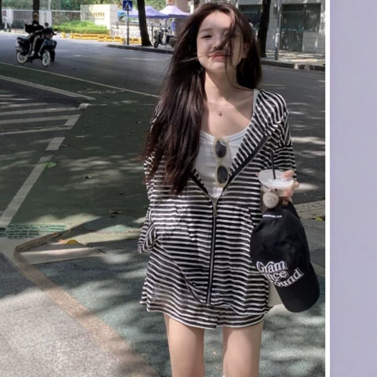 Fashion Casual Loose Striped Suit for Women Spring Summer Autumn Vest Hoodie Shorts 3-Piece Set