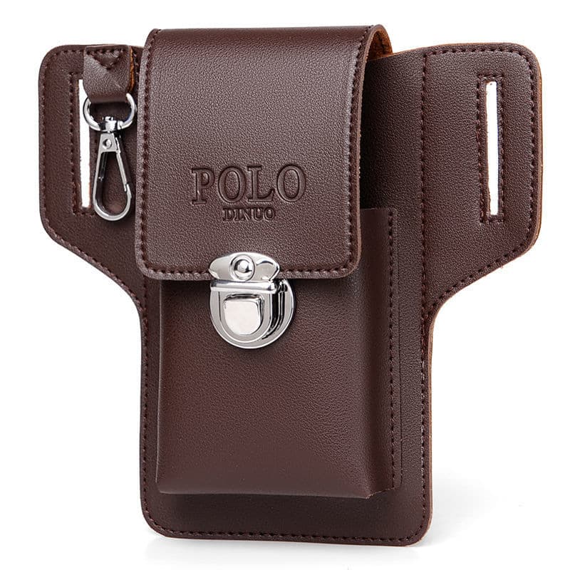 New Vertical Phone Waist Pouch for Men, Leather Phone Holster for Construction Work, Fits Cigarette Case, Key Holder, Belt-Mounted