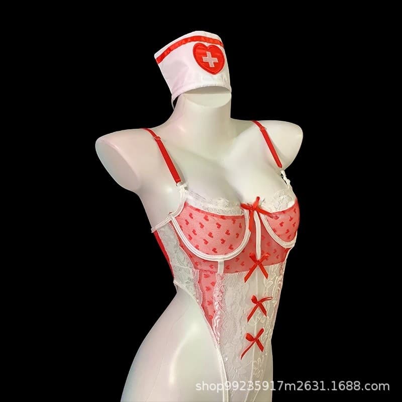Sexy lingerie, pure and alluring nightgown, maid uniform, see-through seductive nurse bodysuit, one-piece dropshipping available.