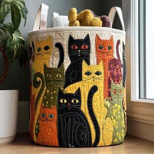 Cross-border trade cat pattern with handle quilted laundry basket home supplies digital printing source factory wholesale