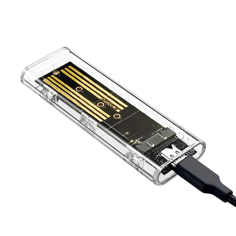 M.2 Hard Drive Enclosure USB 3.1 Type-C Supports NGFF/NVMe Dual Protocol Transparent External Mobile Hard Drive Enclosure