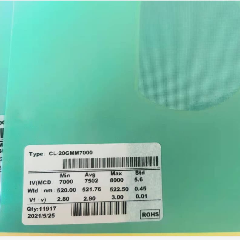 Custom 20*20 Green LED Chip 20G Green Chip by the Company