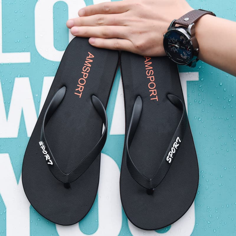 Strait Tiger Casual Home Flip Flops Beach Versatile Solid Color Slippers Men's Daily Outdoor Summer Flat Drop Shipping