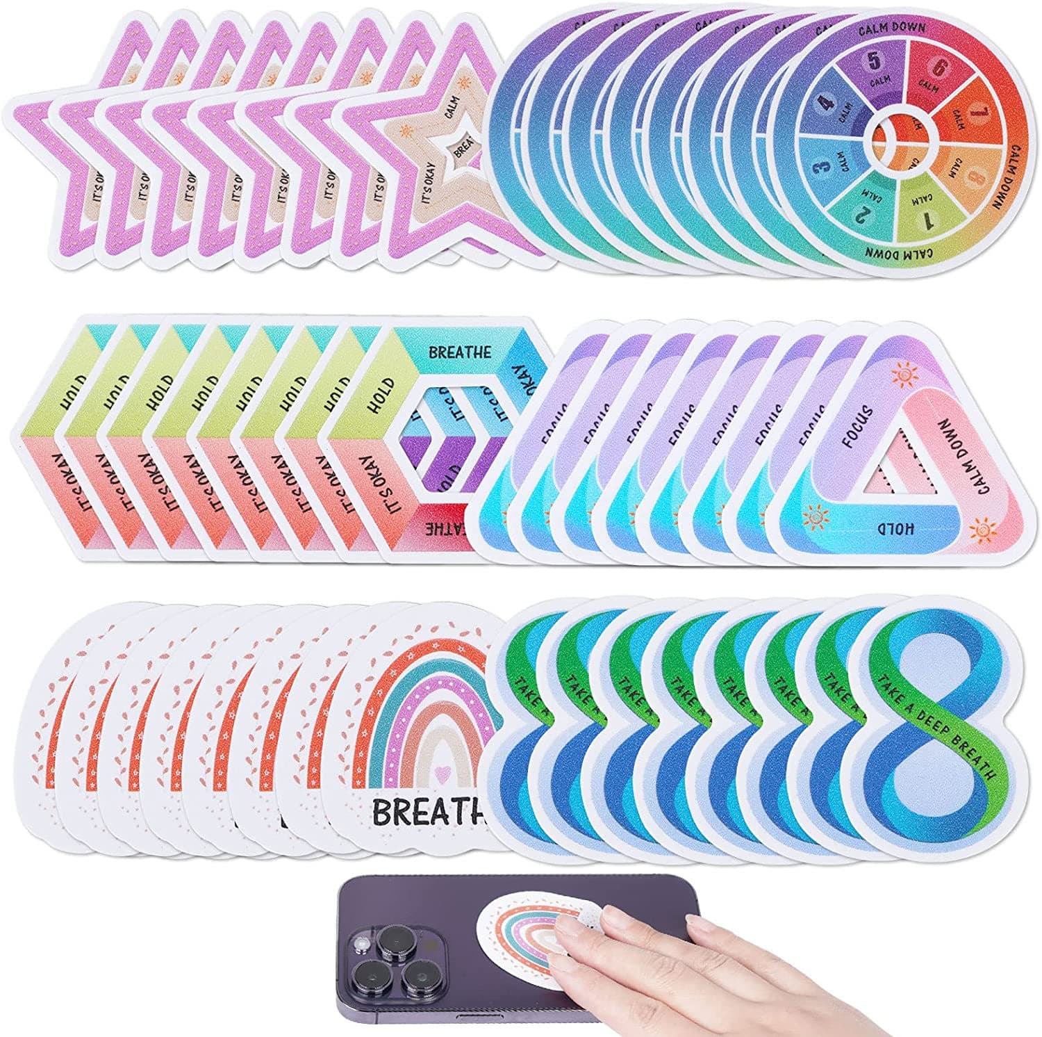 6-piece Set Stress Relief Stickers Sensory Calming Stripe Texture Sensory Object Finger Tip Stickers For Students