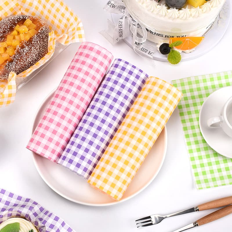Yajun Baking Cake Decoration Oil-proof Paper Ins Style Plaid Oil Paper Fruit American Style Sandwich Packaging Oil-absorbing Paper