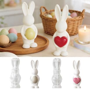 Easter Bunny Plaster DIY Mold, Egg-Holding and Heart-Holding Styles, Aromatherapy Candle Silicone Mold