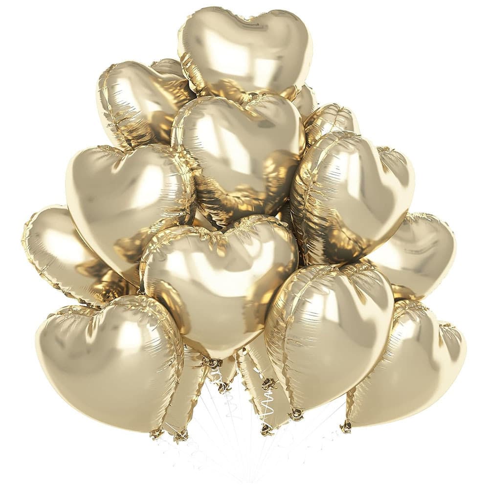 18inch Light Gold Foil Heart-Shaped Balloons Birthday Party Wedding Anniversary Baby Shower Balloon Set
