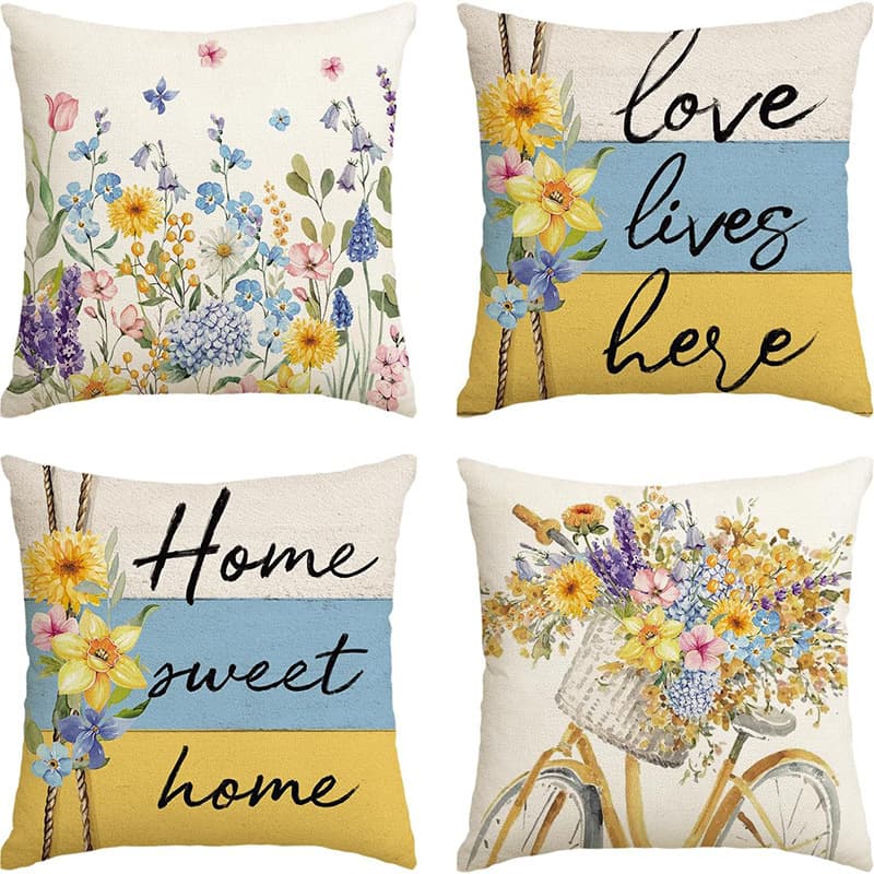 Pillow cover with custom print and logo, spring floral print throw pillow cover, sofa cushion cover, living room decorative cushion cover