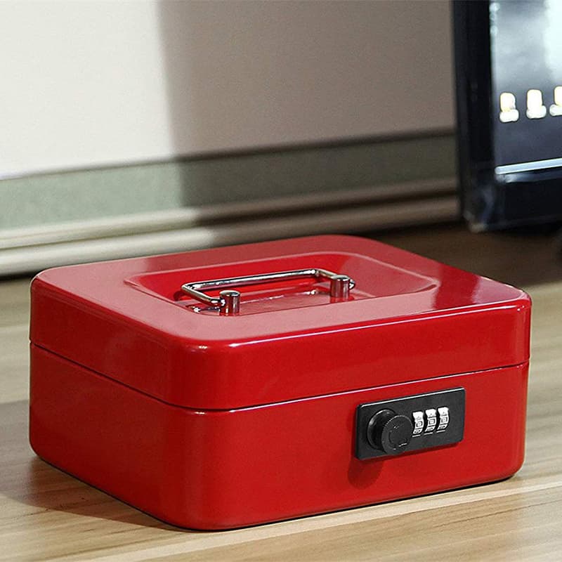 Password Money Box Storage Box Tool Box with Lock Cash Register Box Safe Deposit Box Official Seal Document Insurance Portable Coin Box
