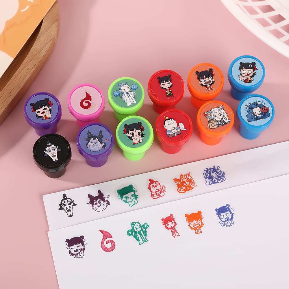 Ne Zha Movie Same Style Cartoon Stamps Film Anime Cute Stamps Kindergarten Reward Children's Toy Small Stamps