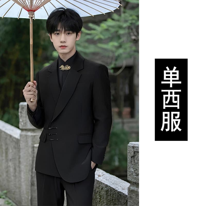 New Chinese-style Mao Suit Groom Tuxedo Set for Engagement and Wedding, Mandarin Collar, New Tang Suit