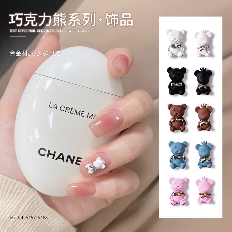 Nail Art Accessories Wholesale Alloy Bear Rhinestone Heart Japanese Cartoon Rivet Love Bear Crown Bear Vintage Decoration