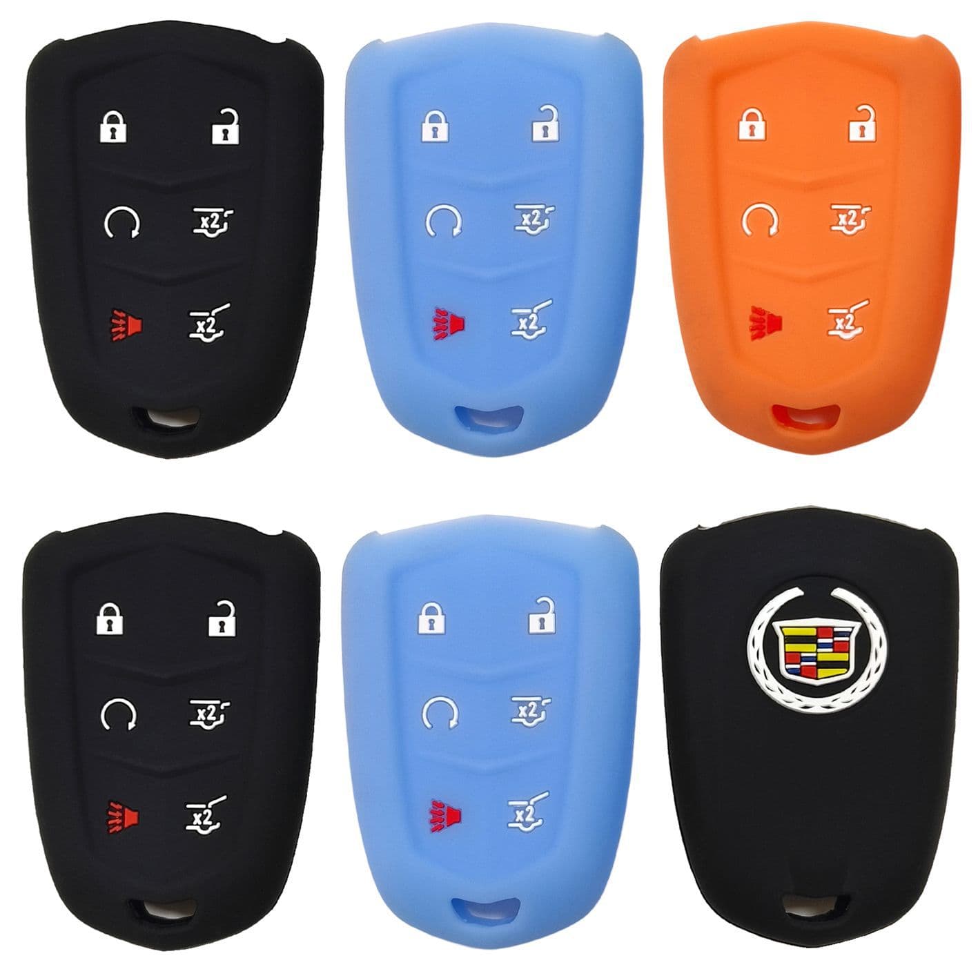 Silicone Smart Key Case for Cadillac Escalade SRX 6-Button Key Fob, Cadillac XTS Car Key Cover