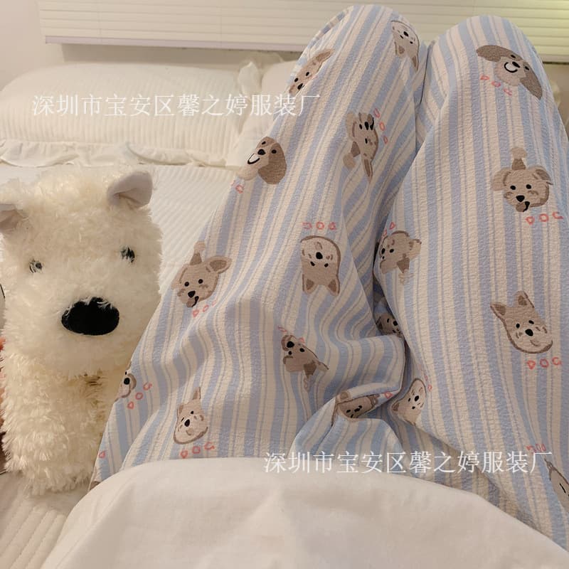 New Fall Sleep Pants for Women, Lounge Pants, Bubble Cotton Long Pants, Sweet Cartoon Cute Ins Style Premium Home Pants