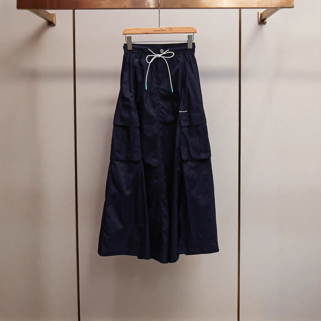 Shenzhen Nanyou High-end Women's Summer New French Retro Utility Style Drawstring Pocket High-waist Long Skirt