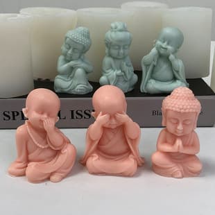 Little Monk Aromatherapy Plaster Candle Silicone Mold DIY Buddha Statue Ornament Guanyin Bodhisattva Tathagata Buddha Epoxy Resin Mold