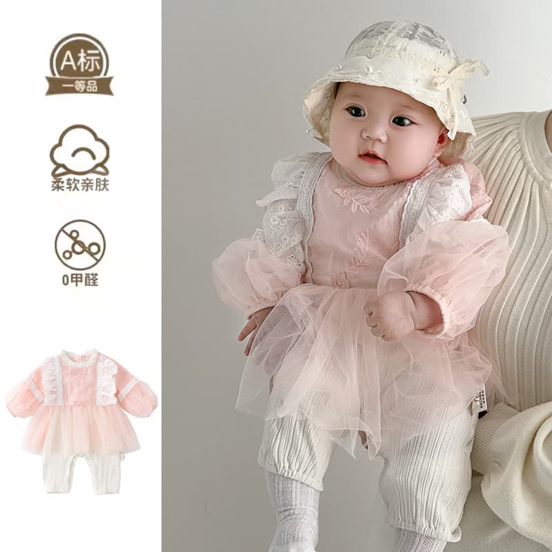 Yuyue baby girl jumpsuit spring and autumn 2025 new super cute and cute baby autumn dress fashionable princess romper