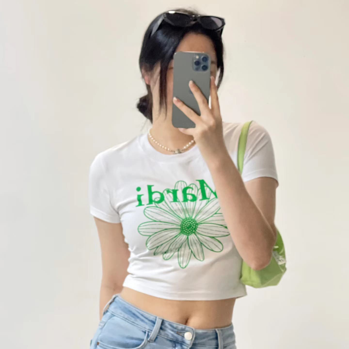 Korean streetwear Mardi T-shirt short sleeve women's daisy spicy girl style tight short T-shirt cotton women summer