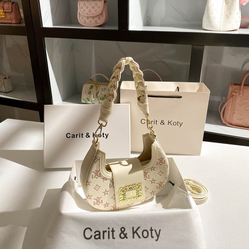Drop Shipping French Style Small Pressed Flower Crescent Bag 2026 Fashion New Premium Woven Underarm Bag Wholesale