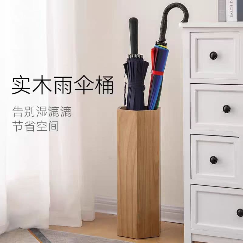 Nordic Solid Wood Umbrella Stand, Entryway Hallway Umbrella Storage Rack, Hotel Umbrella Holder, Hexagonal Umbrella Stand for Home Use