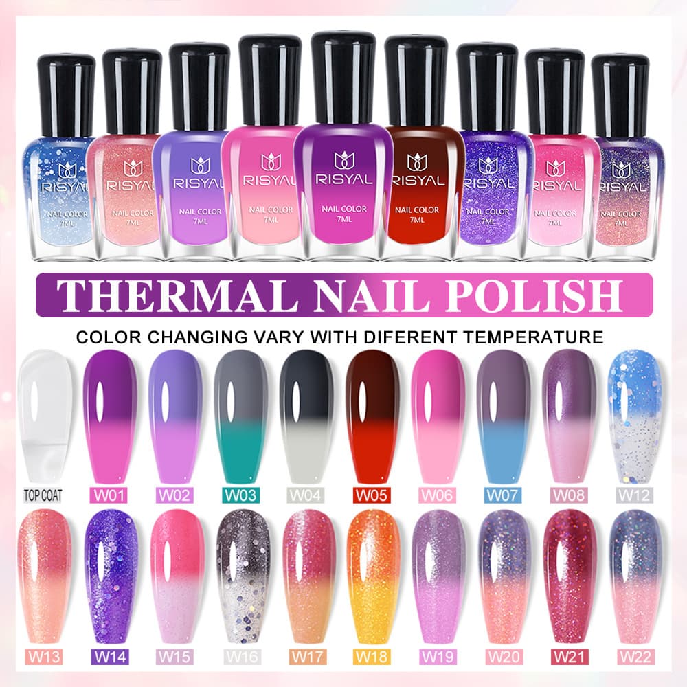 New Temperature Changing Nail Polish Set No-Bake Quick Dry Non-Peelable Cross-Border Supply Black Tech Gradient Nail Art
