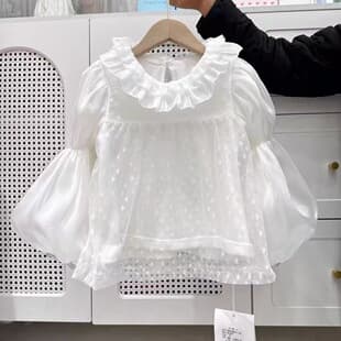 Girls Lolita Base Shirt Doll Shirt White Versatile Blouse New TST Solid Color Top Fleece Lined